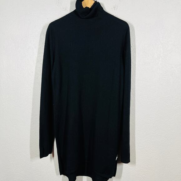 ONE Sweater Dress Long Sleeve Knit Casual Black Mock Neck Modest Capsule - M - Picture 5 of 6